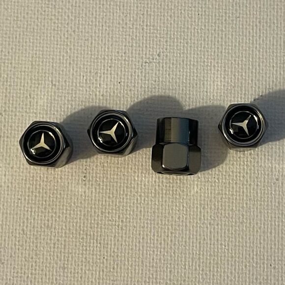 Mercedes Benz logo valve Stem caps in Gray set of 4 NWT - Picture 1 of 4